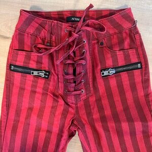 AFRM Red Striped Lace-Up Pants
